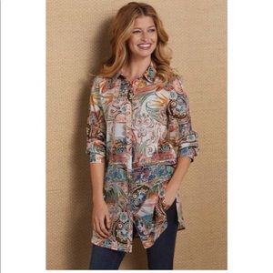 soft surroundings kira paisley button down blouse